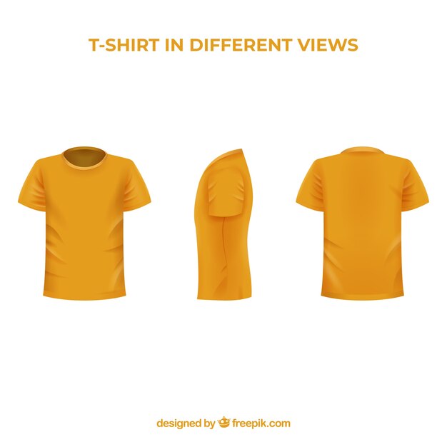 Men's t-shirt in different views with realistic style