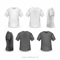 Free vector men's t-shirt in different views with realistic style