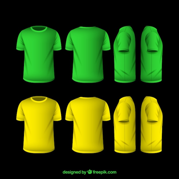 Бесплатное векторное изображение Мужская футболка с разными видами с реалистичным стилем