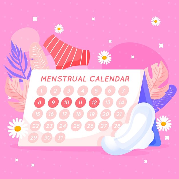 Menstrual calendar concept floral design