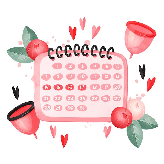 Бесплатное векторное изображение Менструальный календарь концепция акварель дизайн