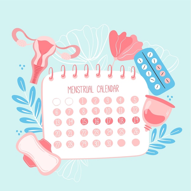 Free vector menstrual calendar with women health elements