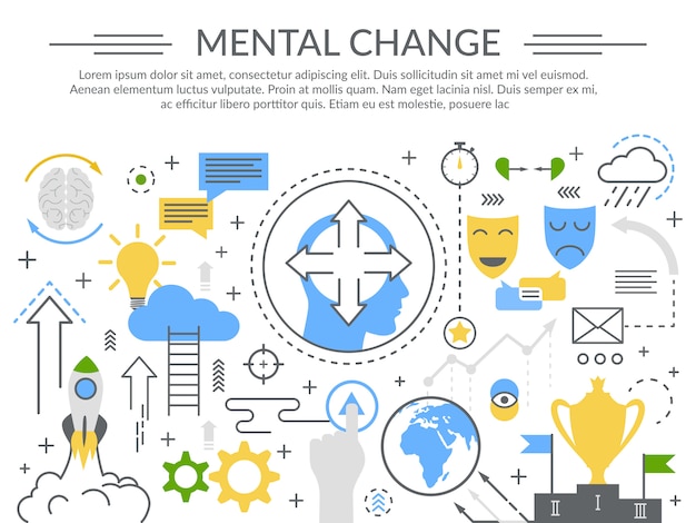 Free vector mental change concept flat composition