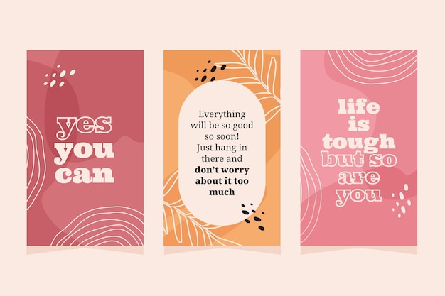 Free vector mental health instagram stories collection