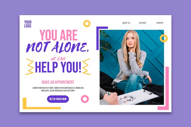 Mental health landing page template