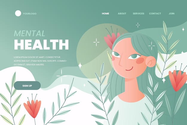 Free vector mental health landing page template