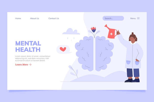 Free vector mental health landing page template