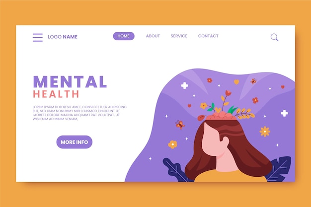 Free vector mental health landing page