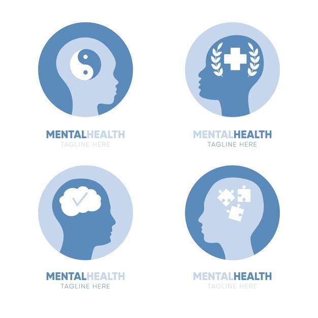 Коллекция шаблонов логотипов психического здоровья