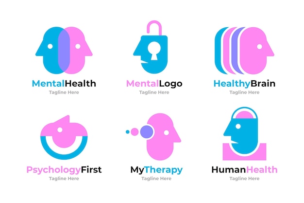 Mental health logo templates set