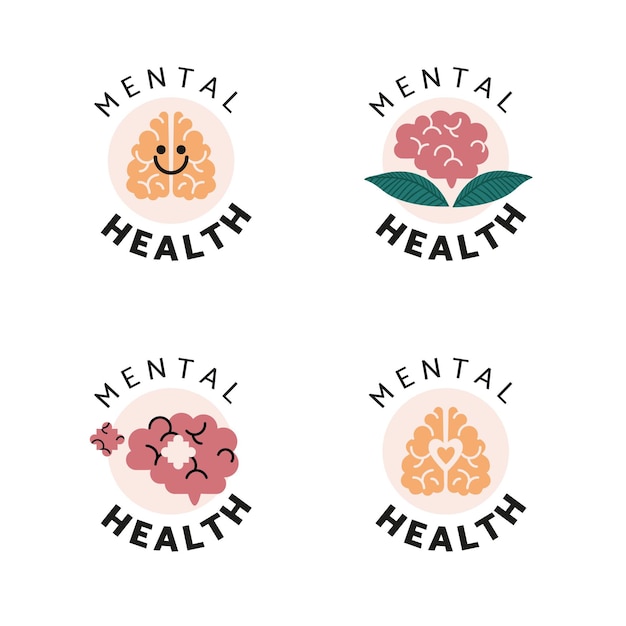 Бесплатное векторное изображение Коллекция логотипов психического здоровья