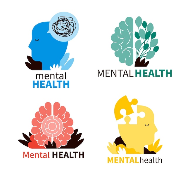 Mental health logos set