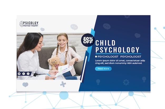 Бесплатное векторное изображение Шаблон баннера консультации психологии психического здоровья