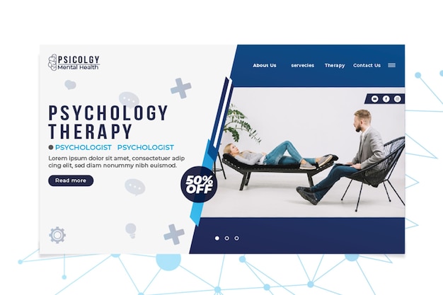 Free vector mental health psychology consult landing page web template