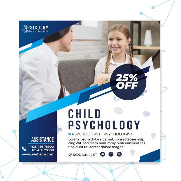 mental health psychology consult square flyer template