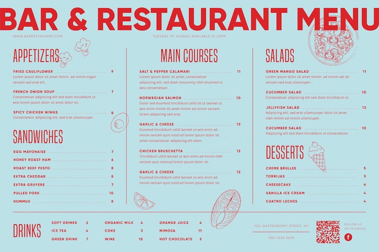 Free Vector menu for digital use template
