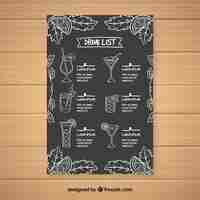 Free vector menu template of exotic cocktail in blackboard style