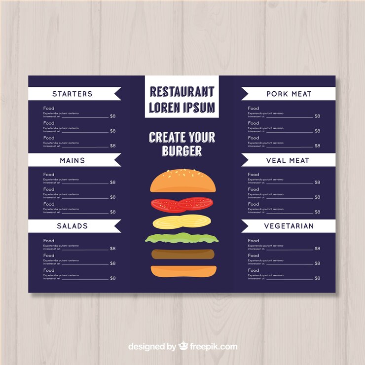 Free Vector menu template in flat design