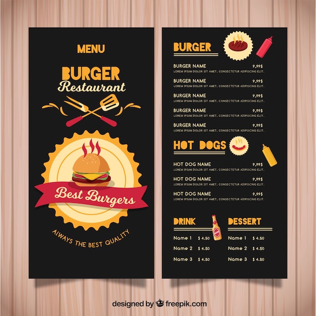 Menu template in flat design