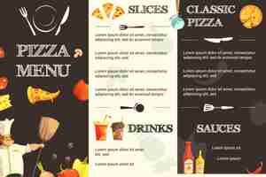Vettore gratuito modello di menu per ristorante e pizzeria
