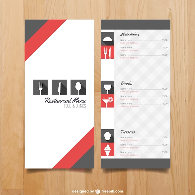 Menu template for restaurant