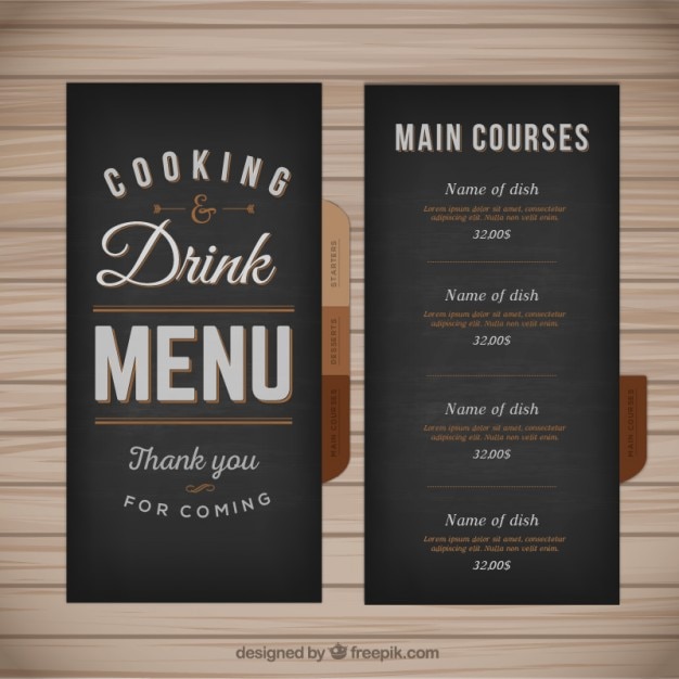 Free vector menu template in retro style