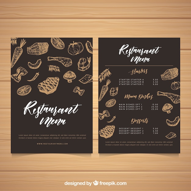 Free vector menu template with food elements