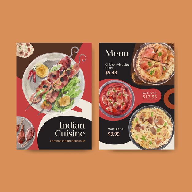 Menu templates with Indian food