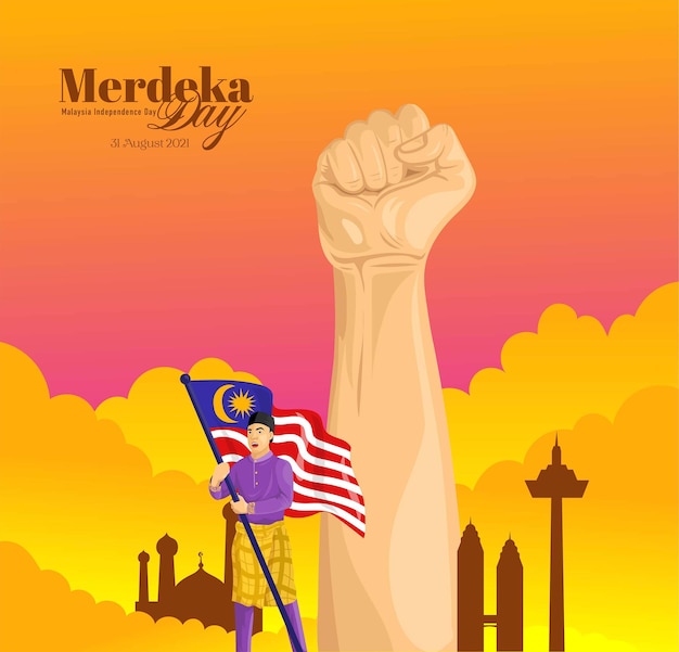 Merdeka day o sfondo di celebrazione del giorno dell'indipendenza della malesia