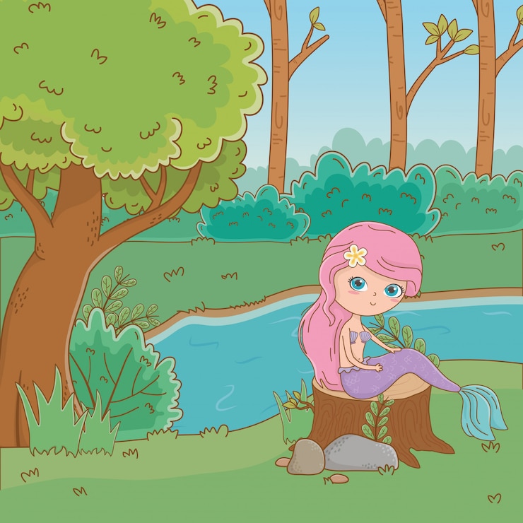 Free Vector mermaid of fairytale 