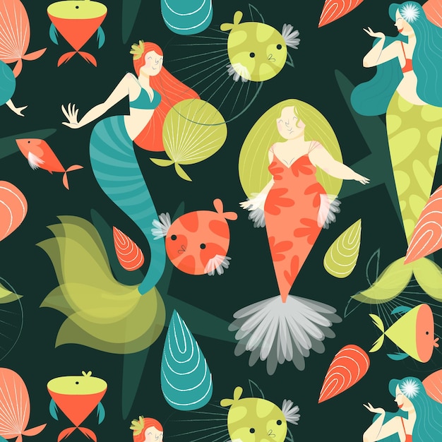 Free vector mermaid pattern concept