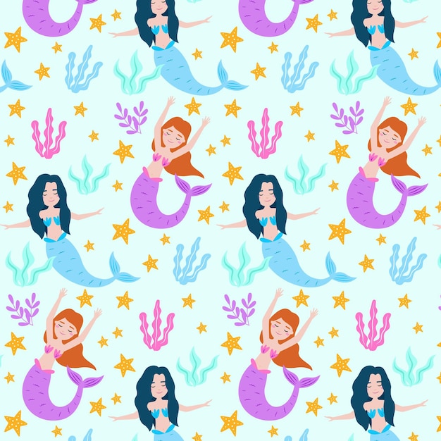 Free vector mermaid pattern