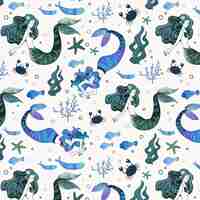 Free vector mermaid pattern