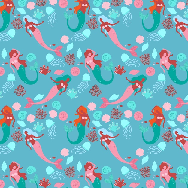 Free vector mermaid pattern