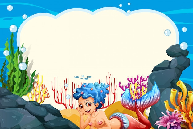 Free vector mermaid underwater background scene