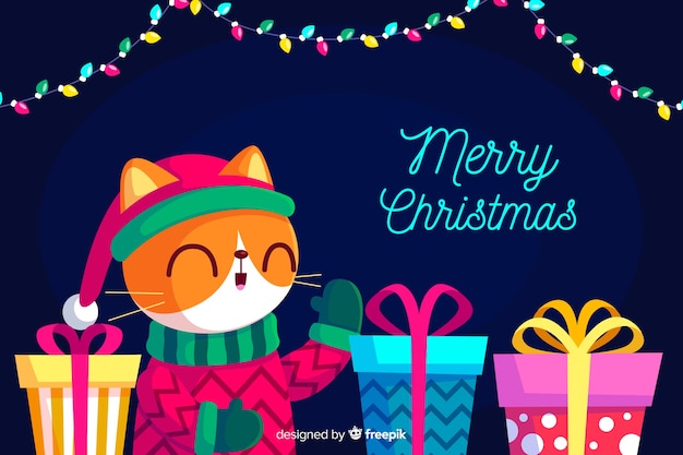 Free vector merr christmas background in flat design