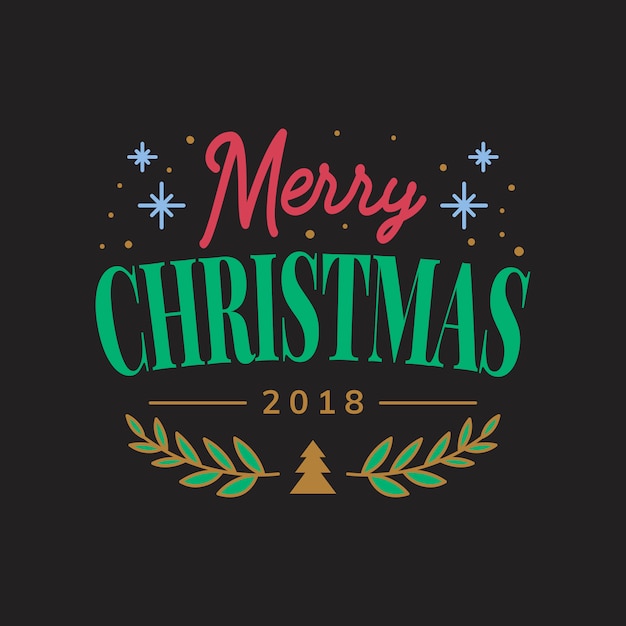 Бесплатное векторное изображение Веселый рождественский значок 2018 года