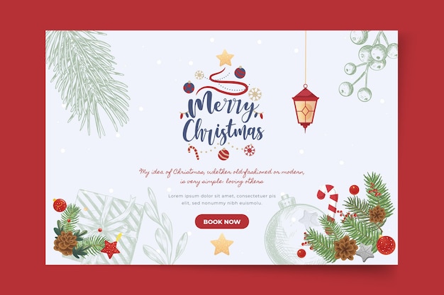 Бесплатное векторное изображение Шаблон баннера с рождеством и праздниками