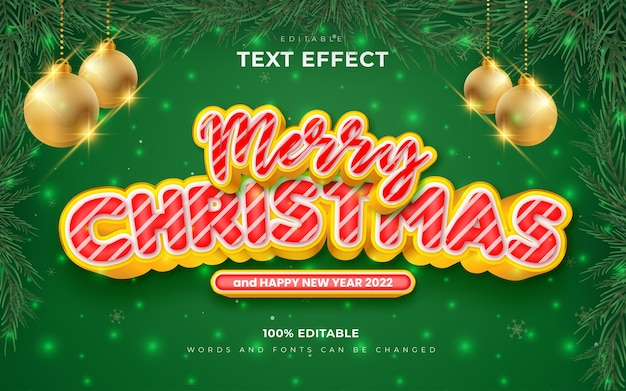 С рождеством и новым годом 2022 стиль редактируемых текстовых эффектов