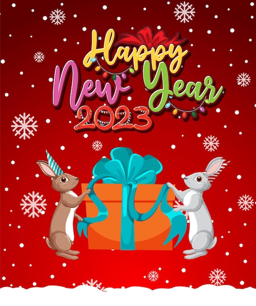 Бесплатное векторное изображение Счастливого рождества и счастливого нового 2023 года