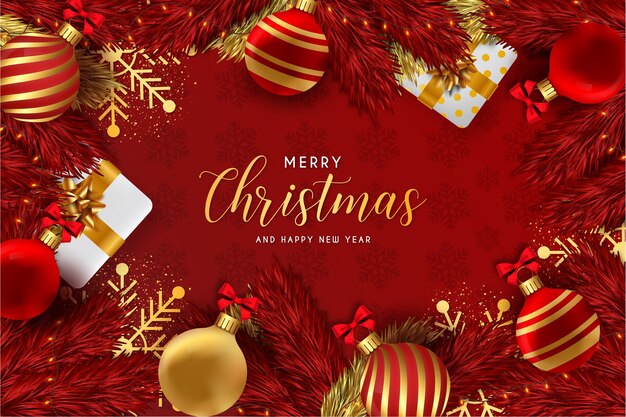 メリークリスマスとハッピーニューイヤーグリーティングカード 無料のベクター