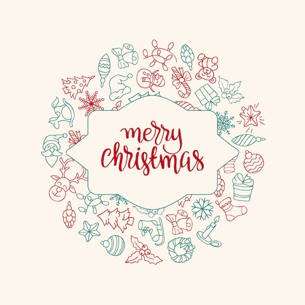 Download Free Merry Christmas And Happy New Year Background With Colored Icons Svg Dxf Eps Png Free Svg Cut Files Creativefabrica SVG Cut Files