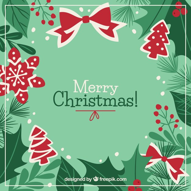 Merry christmas background in green and red