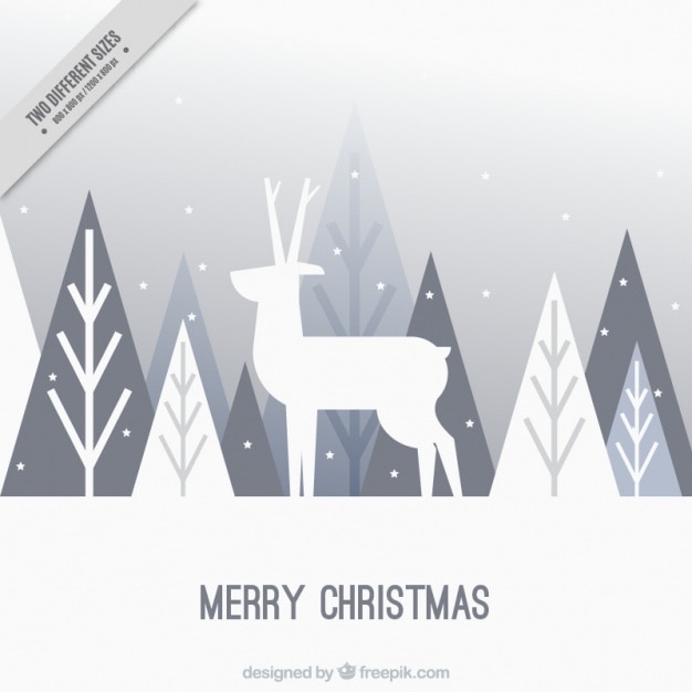 Бесплатное векторное изображение Счастливого рождества фон оленей и деревьев в плоском дизайне