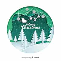 Free vector merry christmas background in paper art style