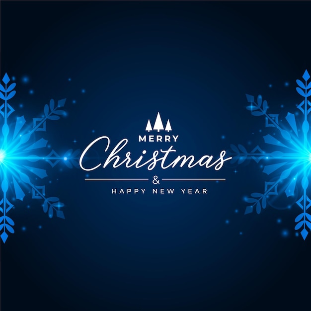 Merry christmas background with blue snowflakes decoration