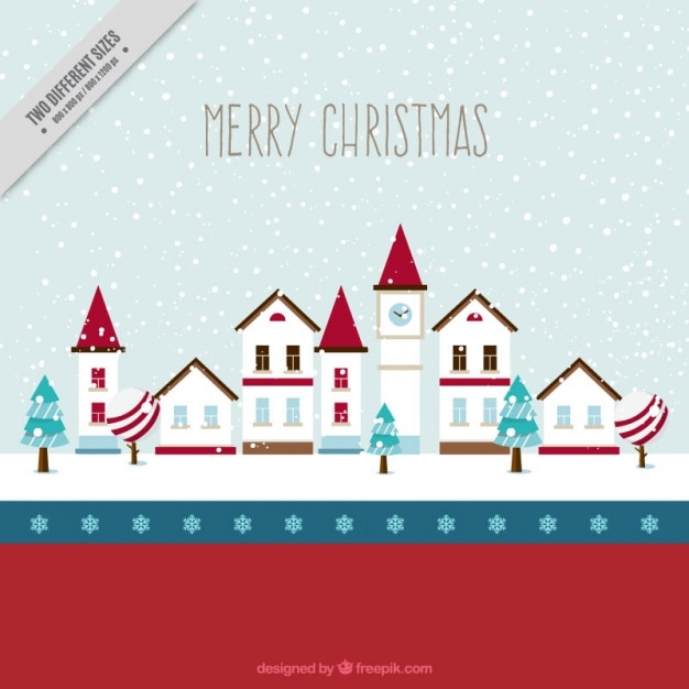 Free vector merry christmas background with cute houses