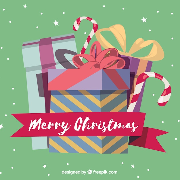 Free vector merry christmas background with gifts