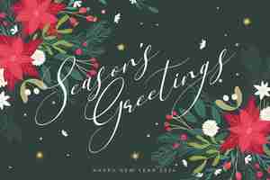 Free vector merry christmas background with hand drawn floral ornaments