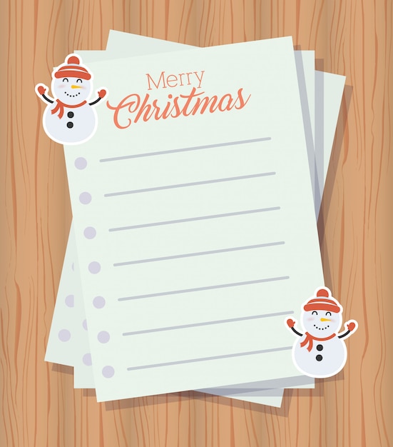 Merry christmas background with letter sheets